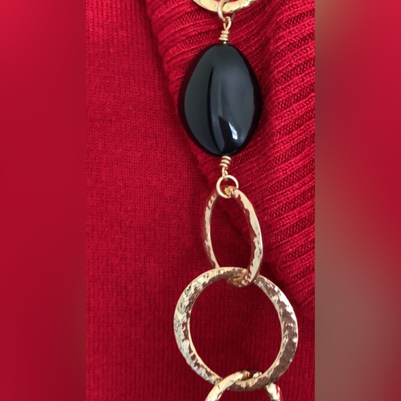 πHost Pickπ Vintage Gold w/ black stone Statement Necklace NWT - Picture 8 of 14